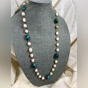 Fresh Water Pearls With Real Turquoise. Wrapped Using 24 Gage non tarnishing Wir